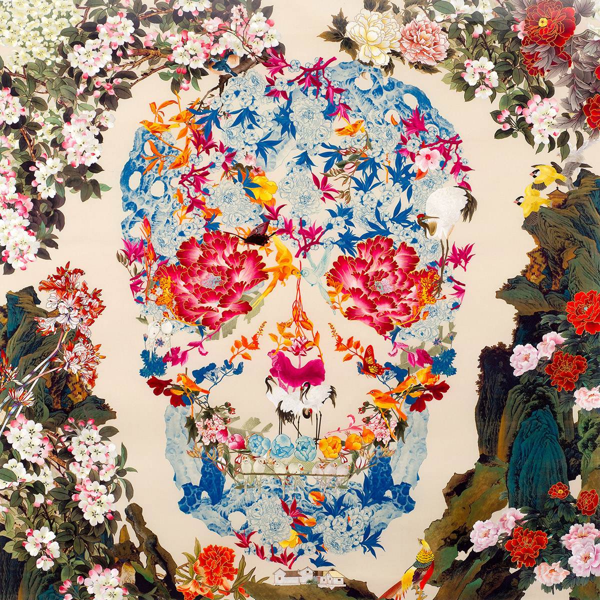 Chinese Floral Skull