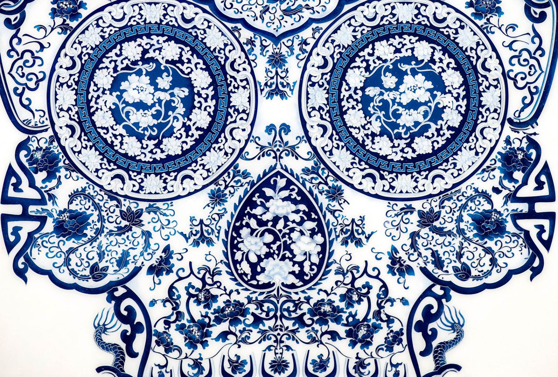 Cloisonné Skull (Blue&White)