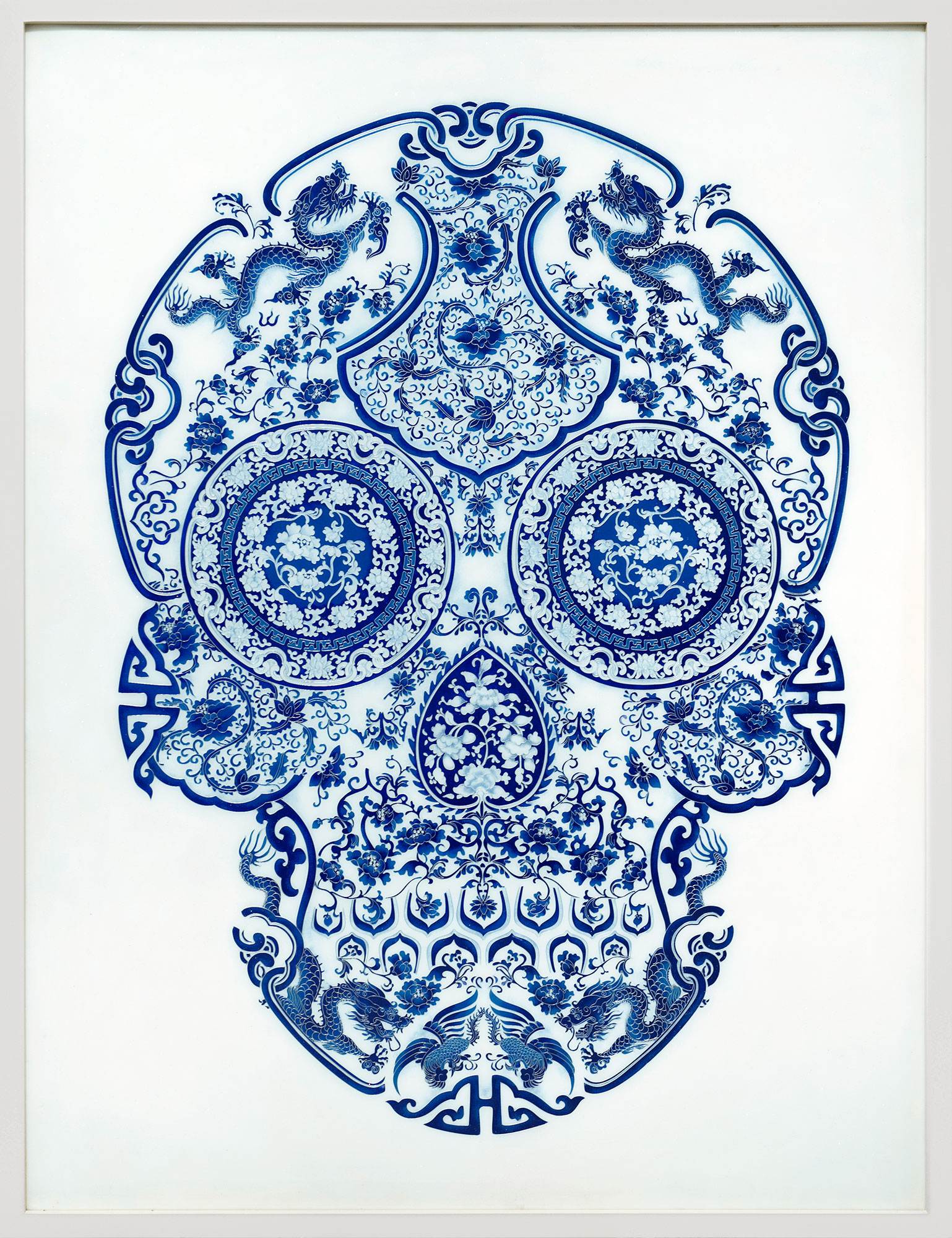 Cloisonné Skull (Blue&White)