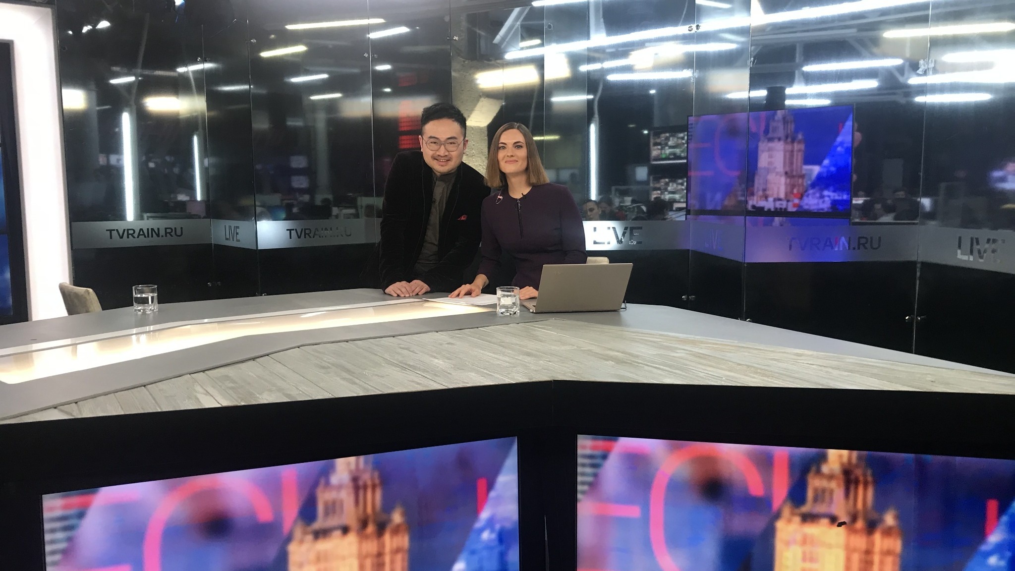 Jacky Tsai in the TV Rain studio, Moscow