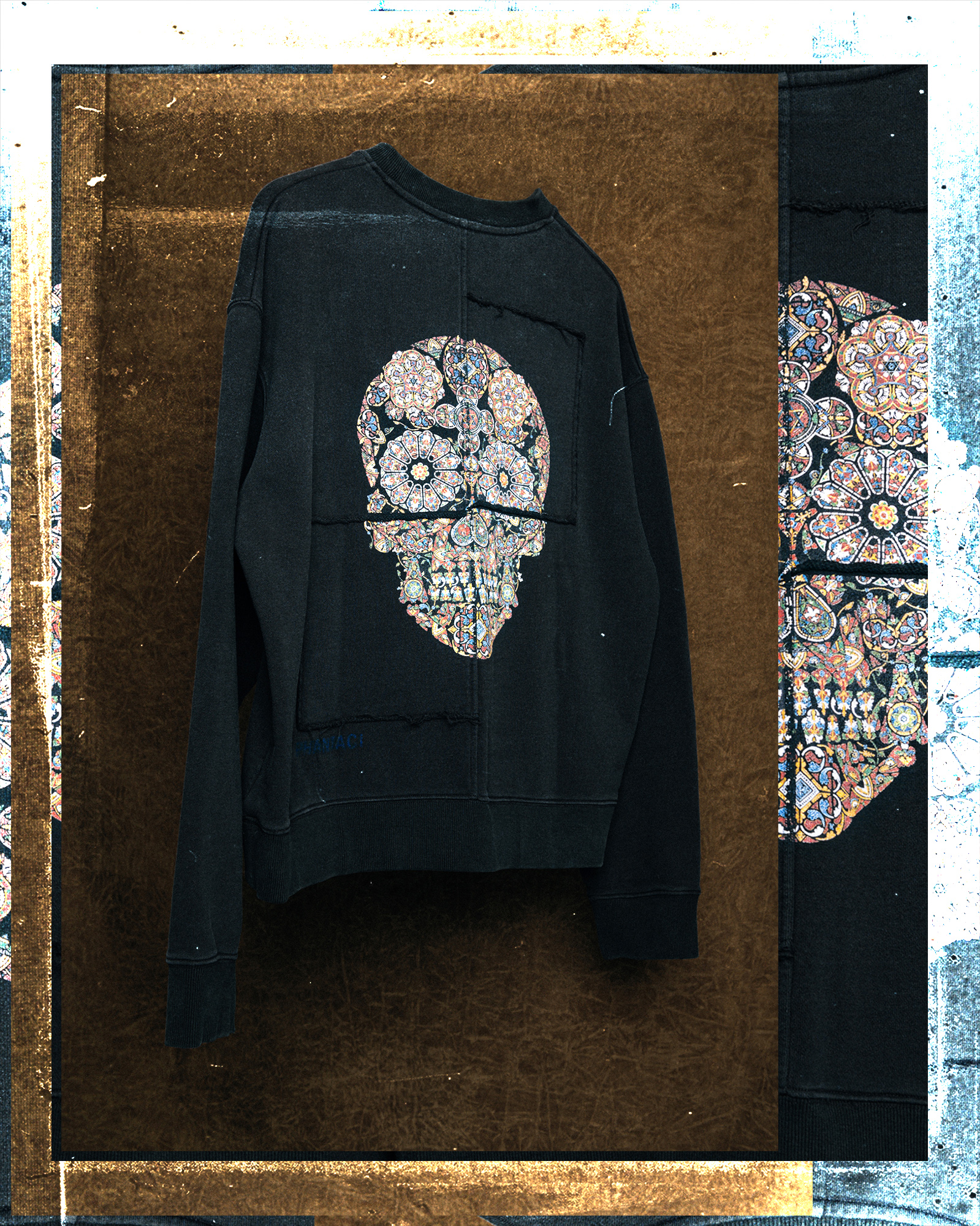 Ornamental skull sweatshirt from the PHANTACi collaboration
