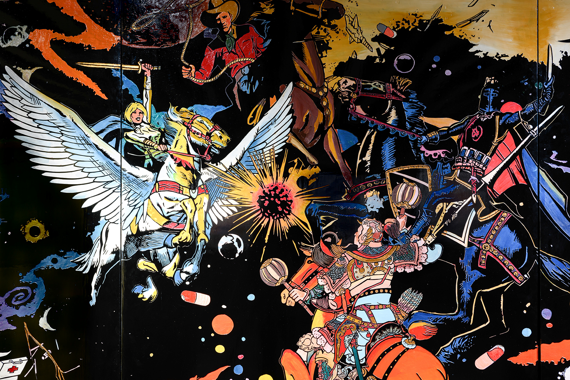 Detail of the layered imagery in Unity in Diversity